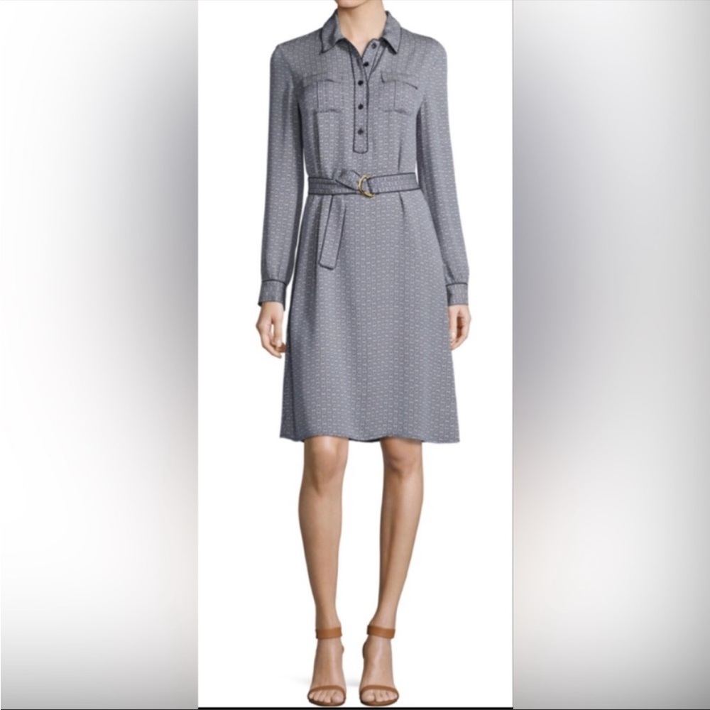 Tory Burch 100% silk Gemini link navy dress